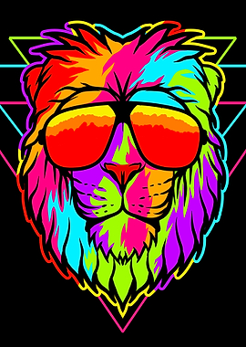The colorful lion head art