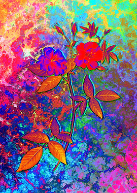 Acid Neon Flower Drawing