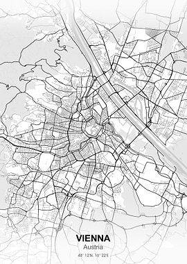 vienna city map white