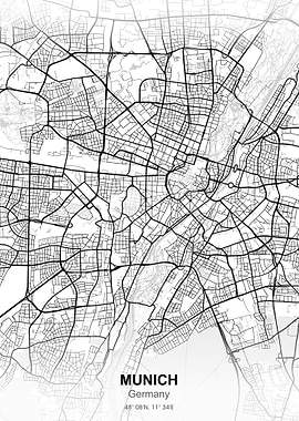 munich city map white