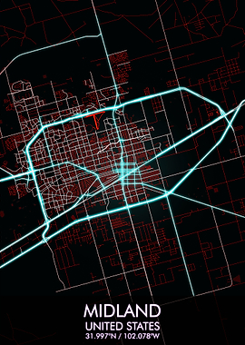 Midland Night City Map