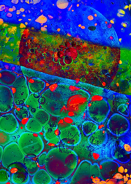 Oil drops and fused glass