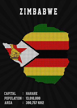 Zimbabwe Flag Map