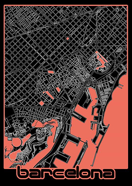 barcelona map black