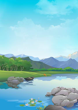 Mountains at Water Nature