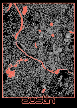 austin map black
