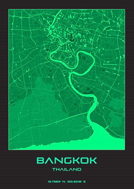 Bangkok City Map Synthwave