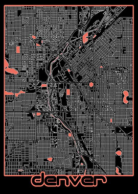 denver map black