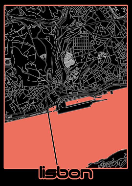 lisbon map black