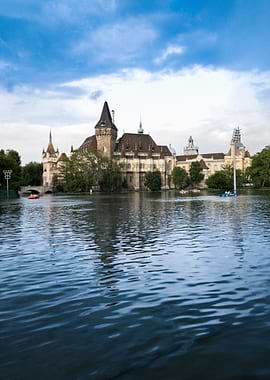 Budapest castle on a lake