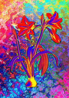 Neon Botanical Drawing