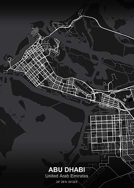 ABU DHABI city map black
