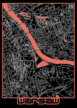 warsaw map black