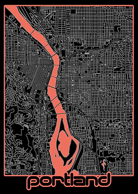 portland map black