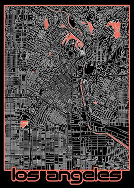 los angeles map black