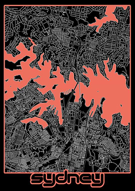 sydney map black