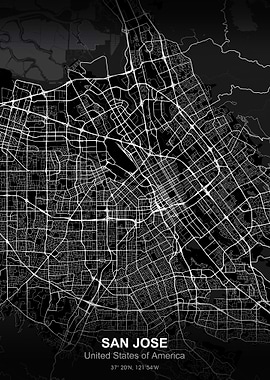 SAN JOSE city map black
