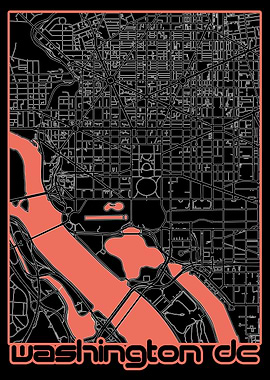 washington dc map black