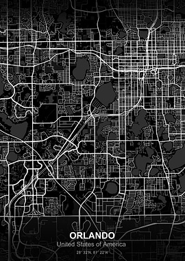 orlando city map black