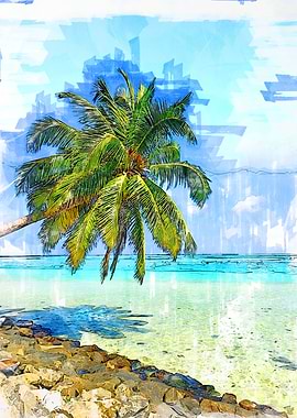 Coconut Tree Beach Maldive