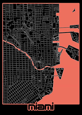 miami map black
