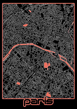 paris map black
