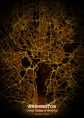 washington city night map