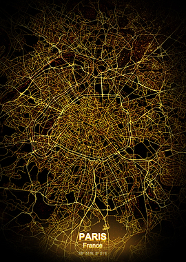 paris city night map
