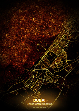 dubai city night map