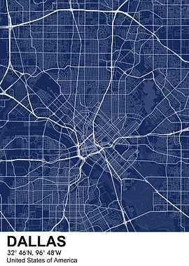 dallas color city map