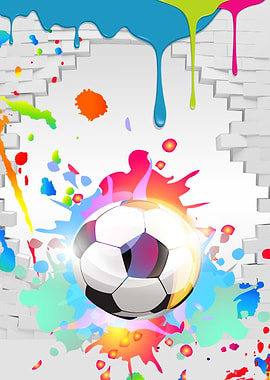 Colorful Football on Wall