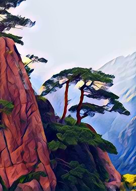 Trees on a high hill