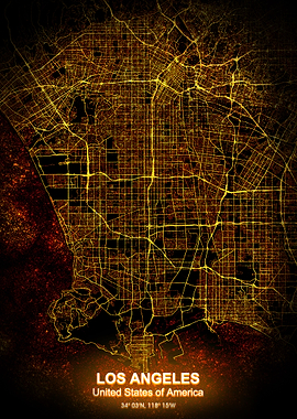 los angeles city night map