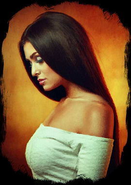 long hair woman painting