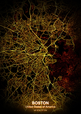 boston night map