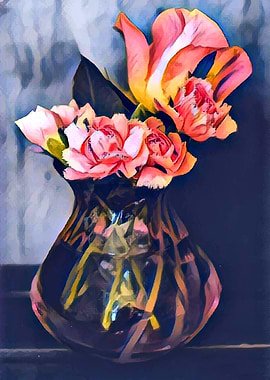 Roses in a glass vase