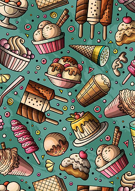 Ice Cream Doodle Patt 01