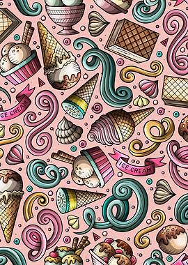 Ice Cream Doodle Patt 02