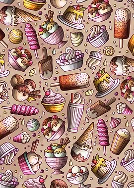 Ice Cream Doodle Patt 05