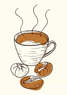 Coffee Mug and Beans