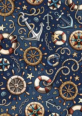 Nautical Doodle Pattern 05