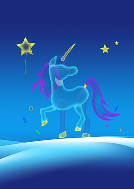 Blue Unicorn Horse Fantasy