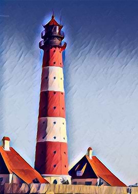 Red stripped lighthouse