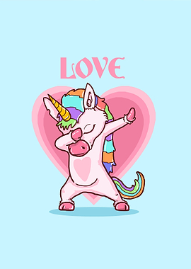 Dabbing Unicorn Love Horse