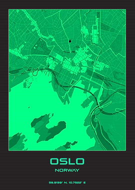 Oslo Norway Synthwave Map
