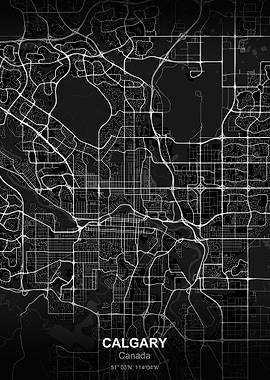 Calgary city map black