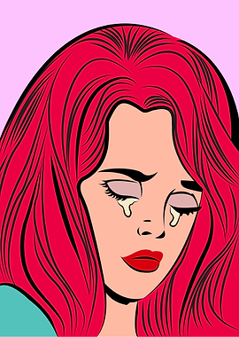 Redhead woman in tears