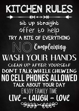 Kitchen Rules Chalkboard