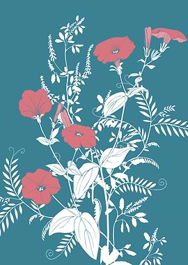 Red and emerald flowers