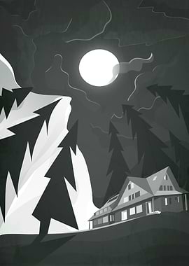 Full moon over mountains